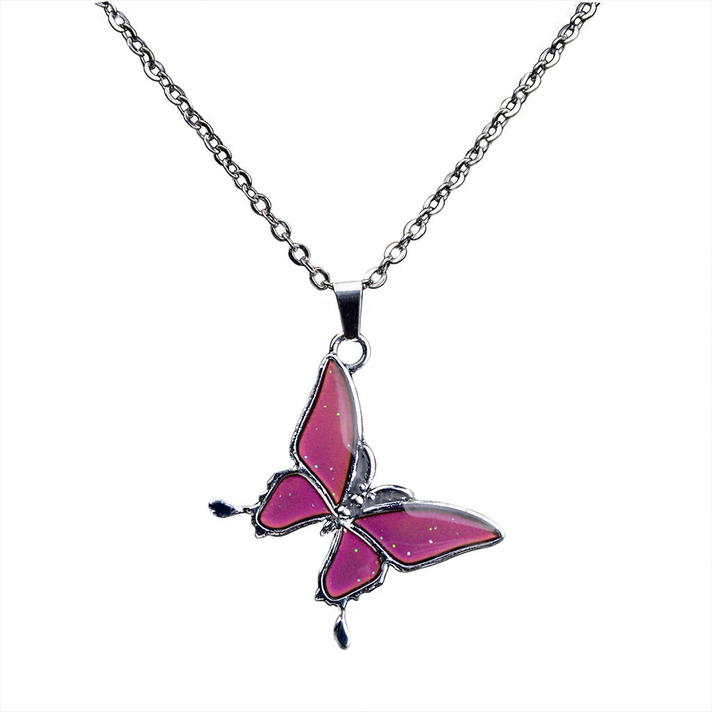 Mood Necklaces Peach Heart Love Pendant Necklace Temperature Control Color Change Necklace Stainless Steel Chain Jewellery Women - Parkwood Global