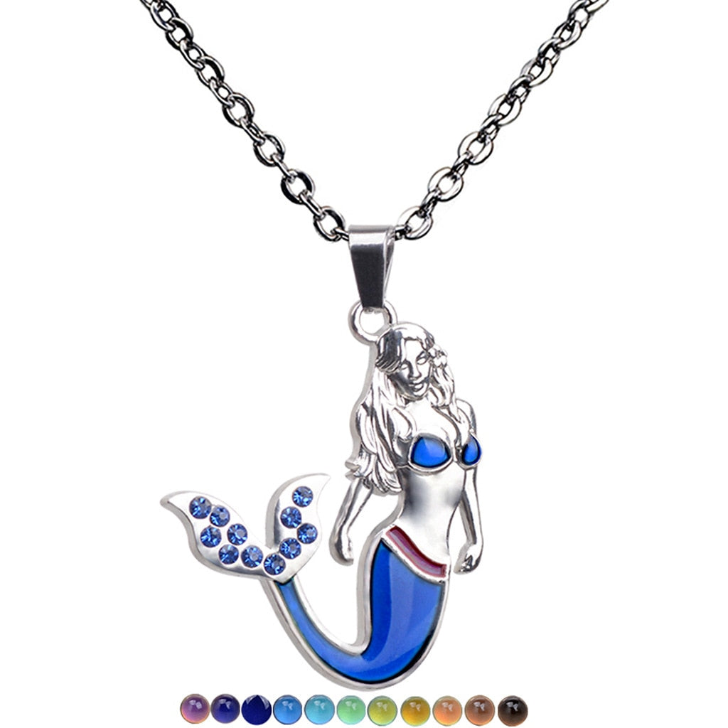 Mood Necklaces Peach Heart Love Pendant Necklace Temperature Control Color Change Necklace Stainless Steel Chain Jewellery Women - Parkwood Global