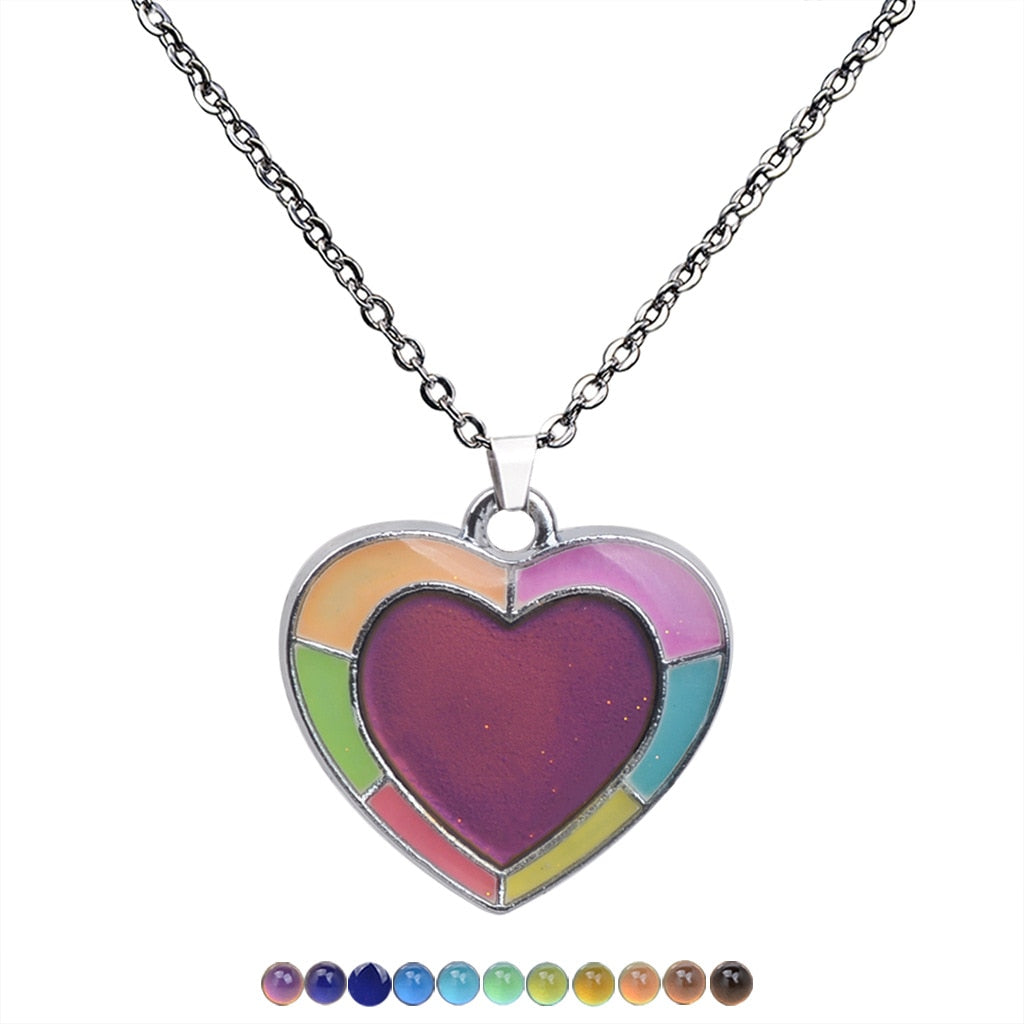 Mood Necklaces Peach Heart Love Pendant Necklace Temperature Control Color Change Necklace Stainless Steel Chain Jewellery Women - Parkwood Global