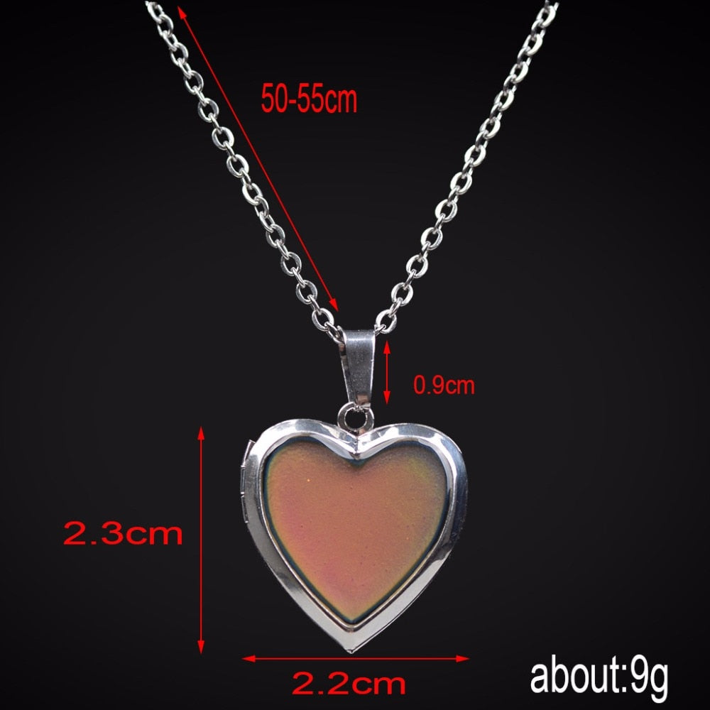 Mood Necklaces Peach Heart Love Pendant Necklace Temperature Control Color Change Necklace Stainless Steel Chain Jewellery Women - Parkwood Global