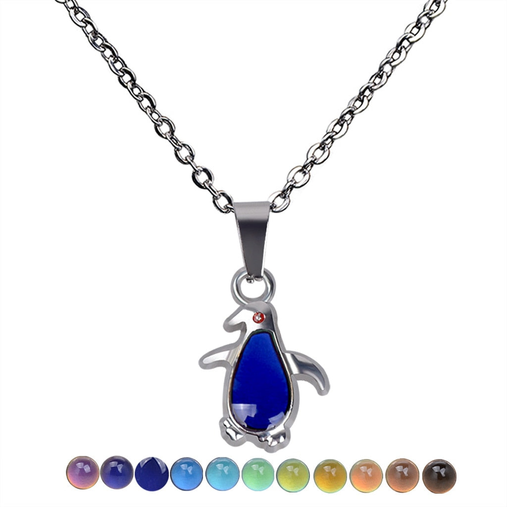 Mood Necklaces Peach Heart Love Pendant Necklace Temperature Control Color Change Necklace Stainless Steel Chain Jewellery Women - Parkwood Global