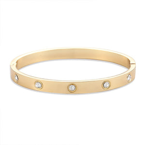 Gold Plating Lover Bracelets&amp;Bangles for Women Rose Gold Color Stainless Steel Charming CZ Cuff Bracelet Luxury Jewellery Gifts - Parkwood Global