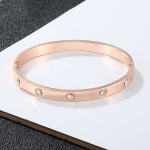 Gold Plating Lover Bracelets&amp;Bangles for Women Rose Gold Color Stainless Steel Charming CZ Cuff Bracelet Luxury Jewellery Gifts - Parkwood Global