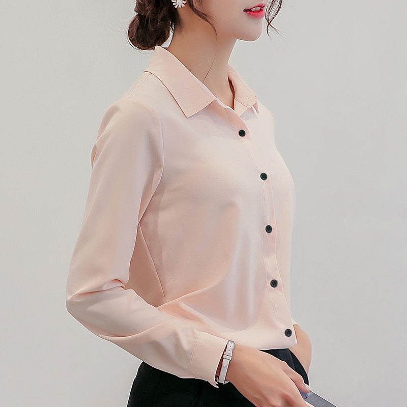 Autumn Women Button Up Shirt White Chiffon Office Lady Shirts Tops Long Sleeve Women Shirts Blouses Ladies Tops Camisas Mujer - Parkwood Global