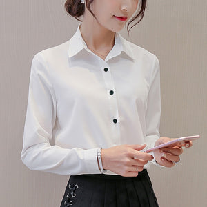 Autumn Women Button Up Shirt White Chiffon Office Lady Shirts Tops Long Sleeve Women Shirts Blouses Ladies Tops Camisas Mujer - Parkwood Global