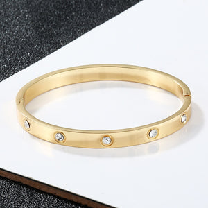 Gold Plating Lover Bracelets&amp;Bangles for Women Rose Gold Color Stainless Steel Charming CZ Cuff Bracelet Luxury Jewellery Gifts - Parkwood Global