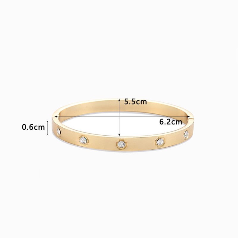 Gold Plating Lover Bracelets&amp;Bangles for Women Rose Gold Color Stainless Steel Charming CZ Cuff Bracelet Luxury Jewellery Gifts - Parkwood Global